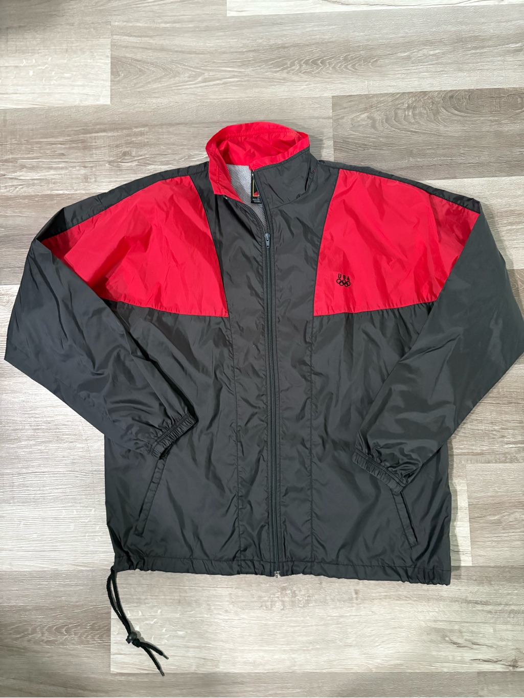 Vintage Usa Olympic Men's Black And Red Lightweight Track Jacket